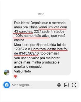 Aluno relata lucro de R$ 45.569,16 em um lote de 42 garrotes, com lucro por arroba produzida de R$ 129,67